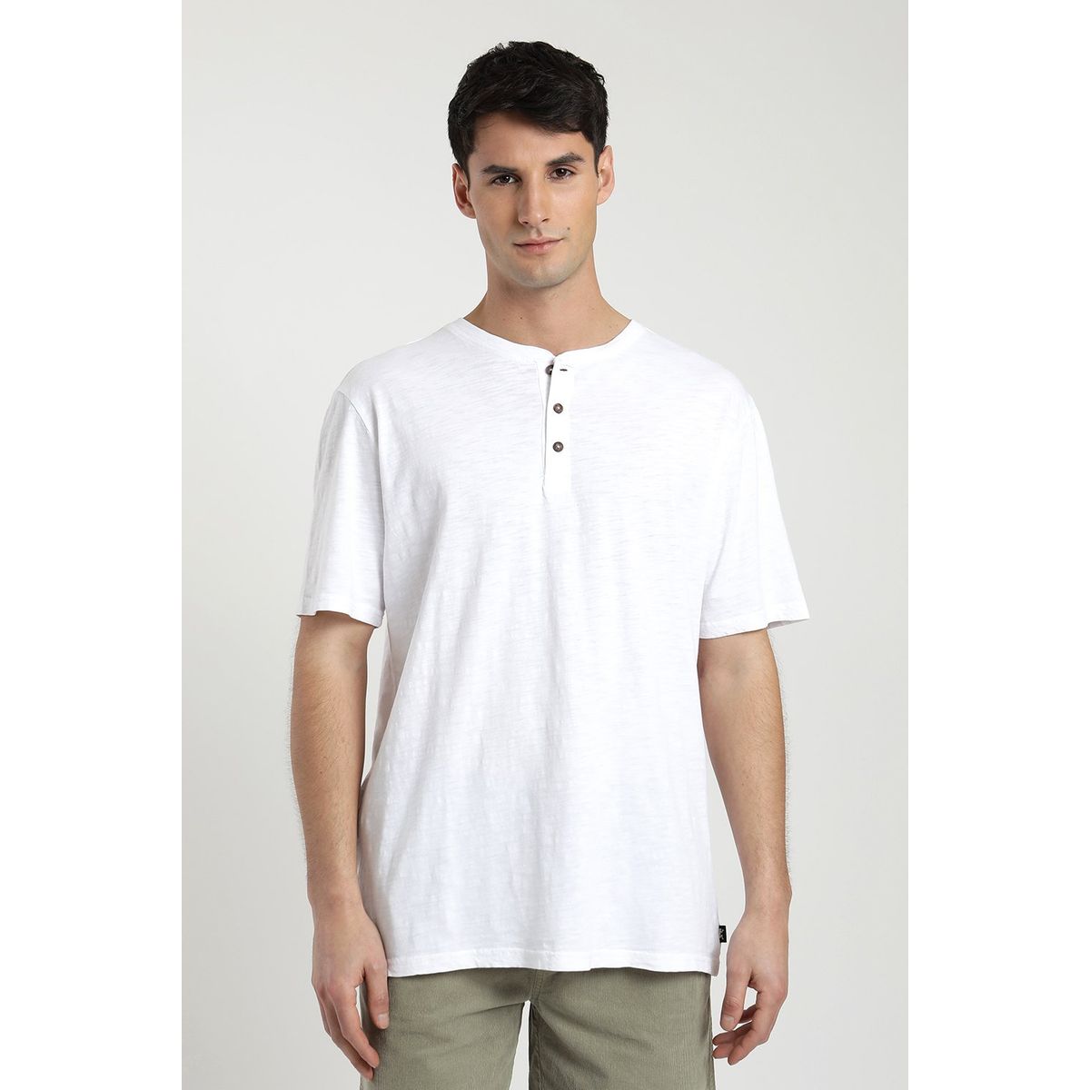 FROENS - Polera manga corta hombre Mao negro - Algodón orgánico slub