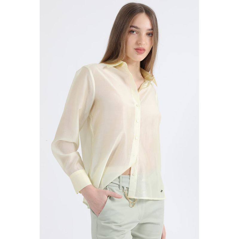 LIOLA - Blusa Gasa Lisa Fantasia, Amarillo Liola