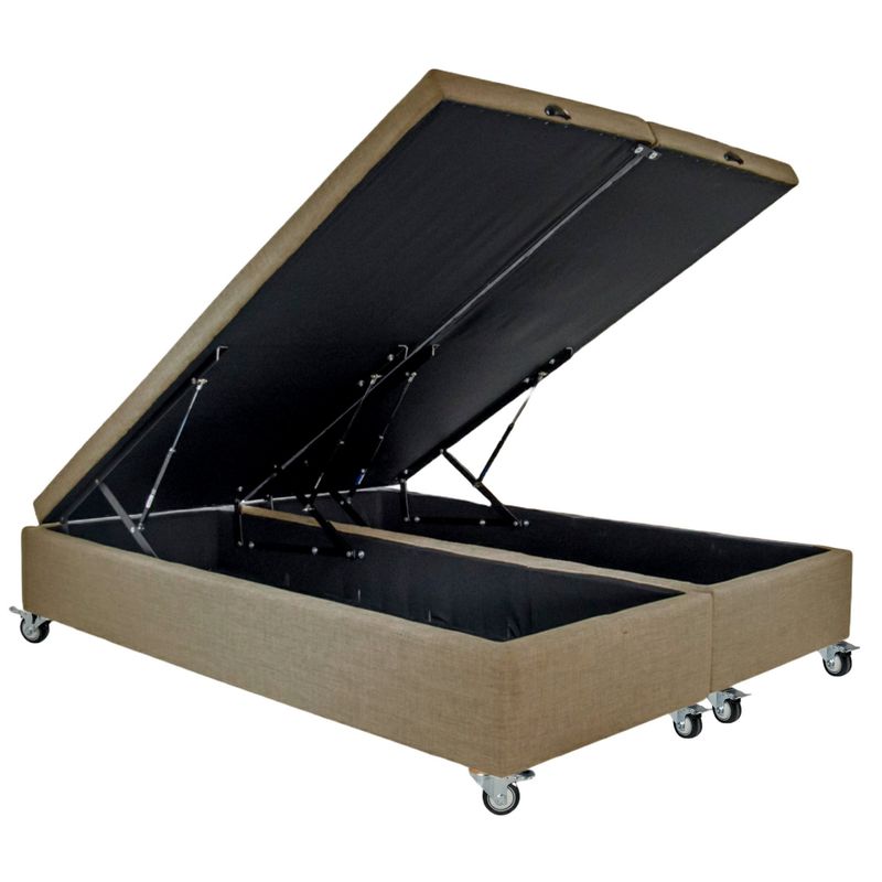BLOCCARE - Base De Cama Baul King Beige Rueda Deluxe Refuerzo colchon Velastico