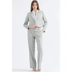 LIOLA - Pantalon Recto, Principe De Gales Lurex Gris