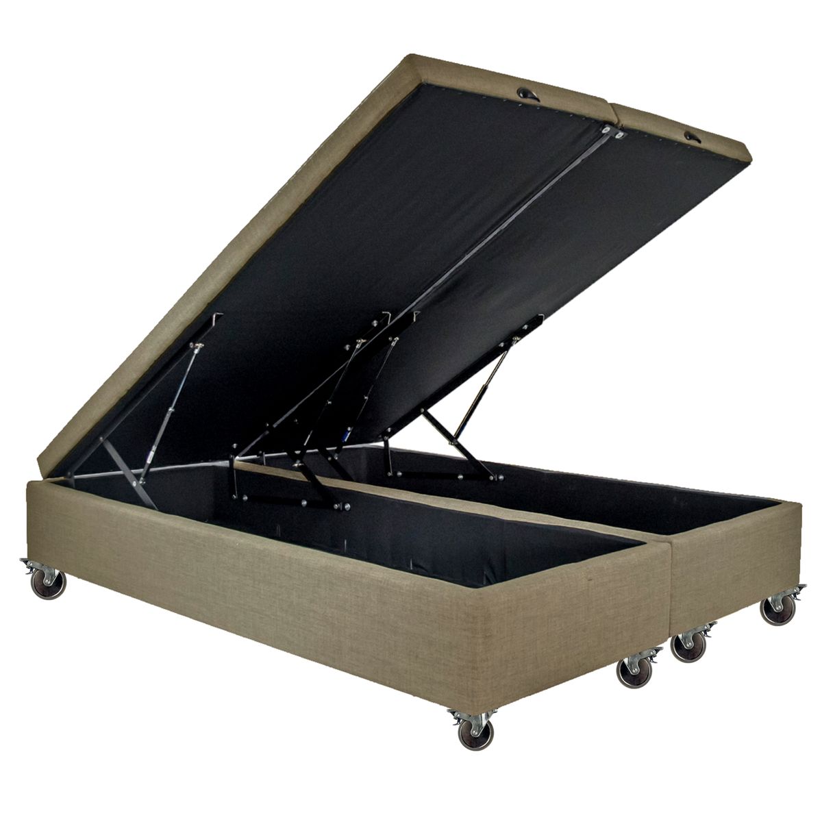 BLOCCARE - Base De Cama Baul King Beige Rueda Pyton Refuerzo colchon Velastico