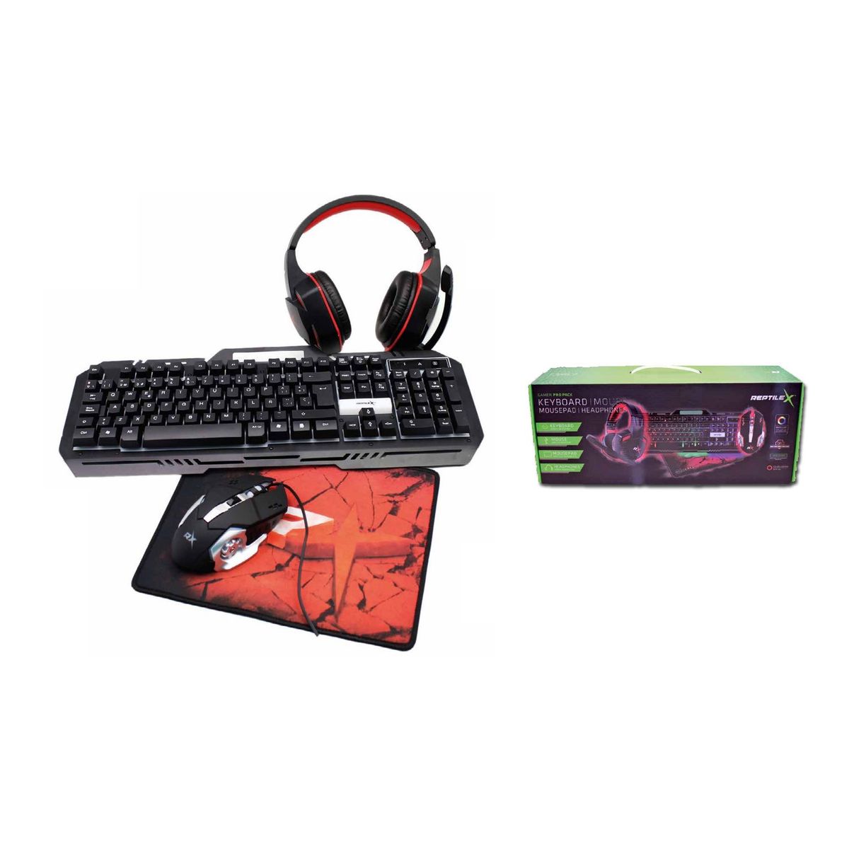 REPTILEX - Kit Gamer Pc Teclado-Audífono-Mouse-Mouse Pad - SC
