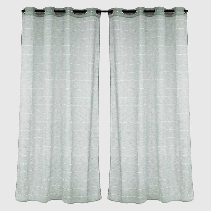 ZAHR - SET DE 2 CORTINA VISILLO BORDADO VERDE