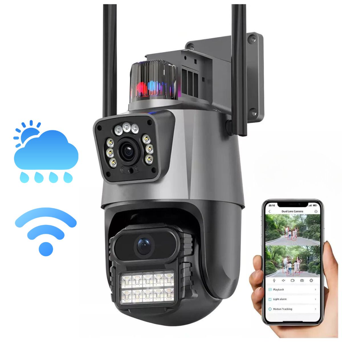 UTILISIMO - Cámara Domo Wifi Doble Lente Full Hd Alarma Seguimiento Hcl