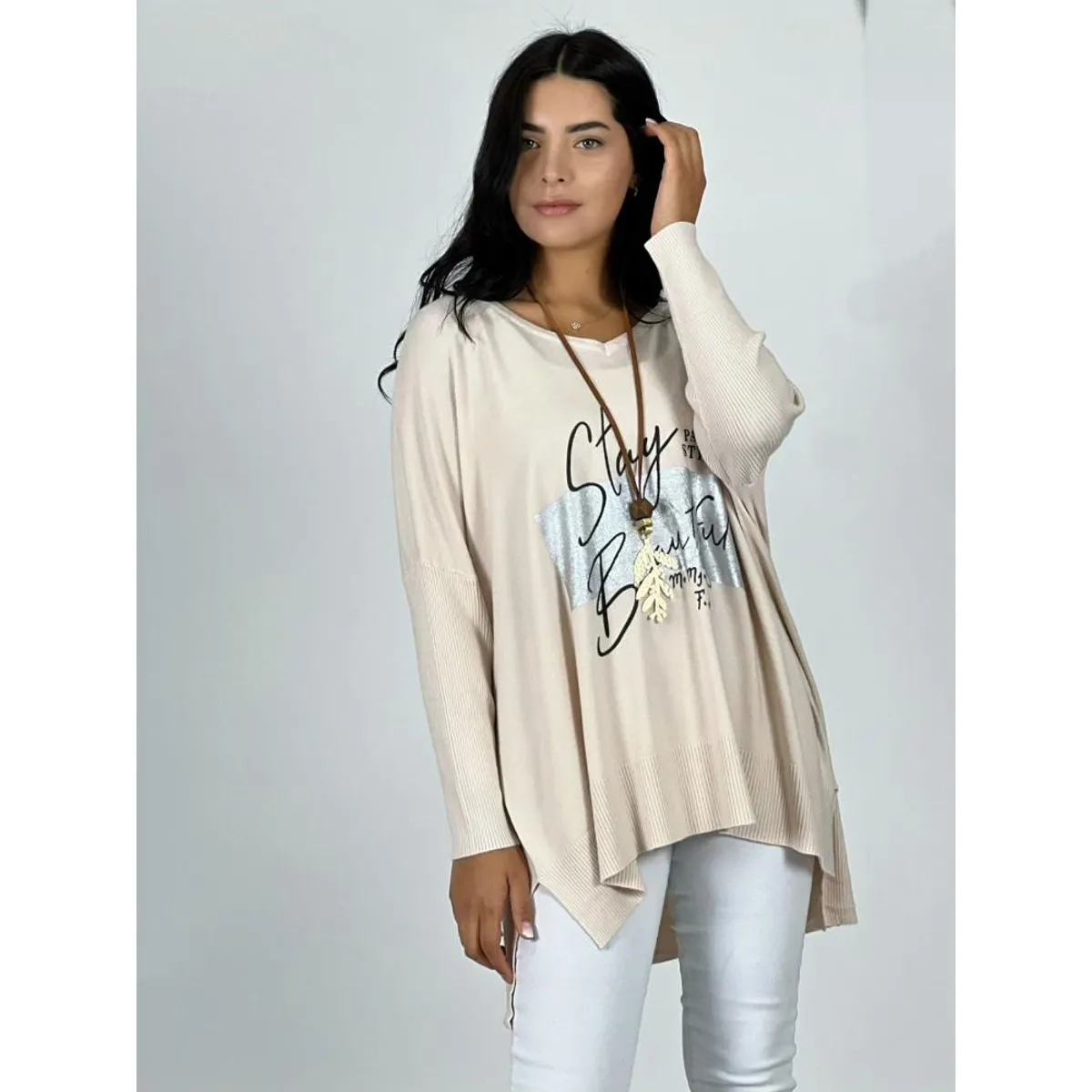 ENIGMATICA BOUTIQUE - Sweater Spandex Holgado STAY BEAUTIFUL - Negro