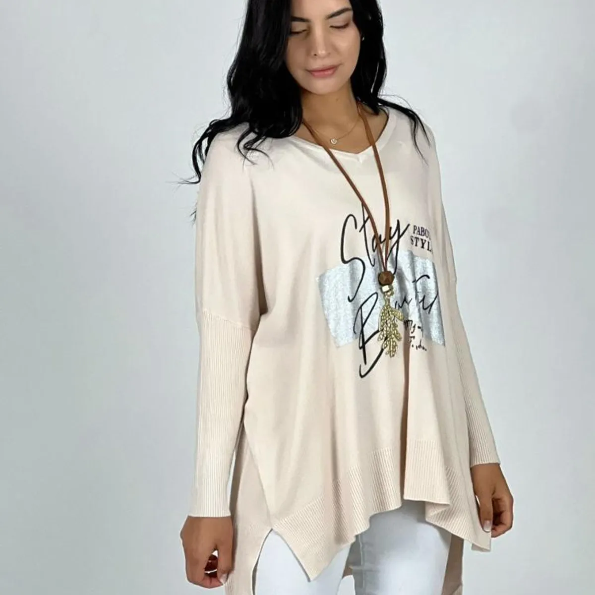 ENIGMATICA BOUTIQUE - Sweater Spandex Holgado STAY BEAUTIFUL - Negro