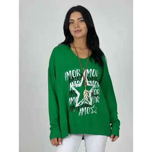 ENIGMATICA BOUTIQUE - Sweater Spandex Con Estrella AMOR - Beige