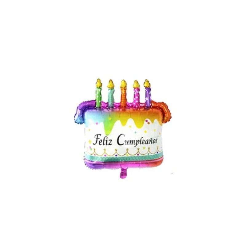 GENERICO - Globo Metálico Feliz Cumpleaños Velas Coloridas