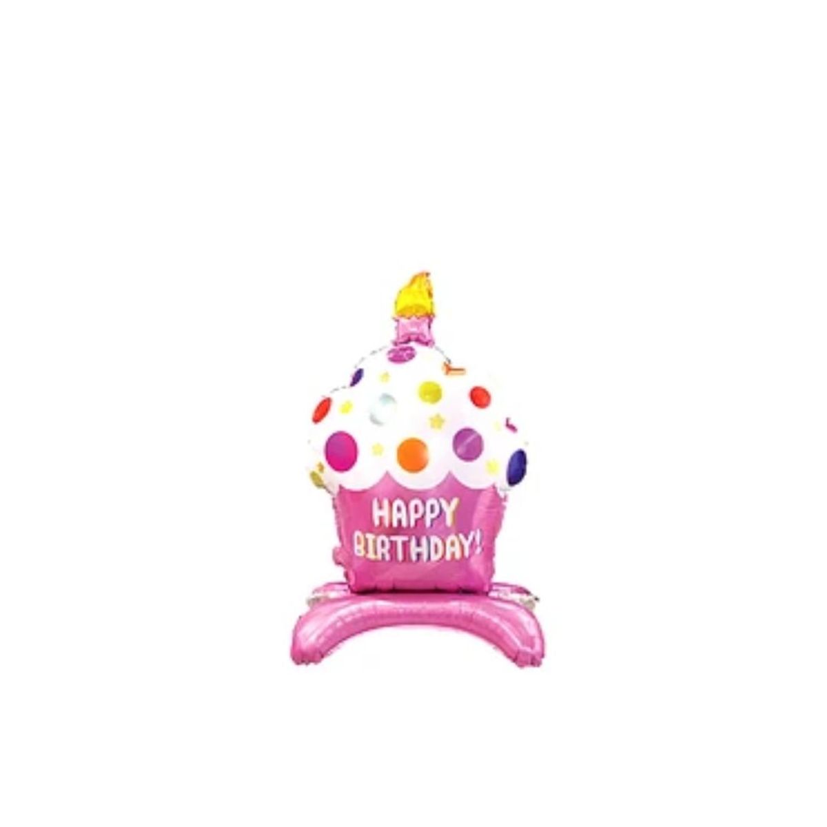 GENERICO - Globo Metálico Cupcake Happy Birthday Rosa 52x87cm