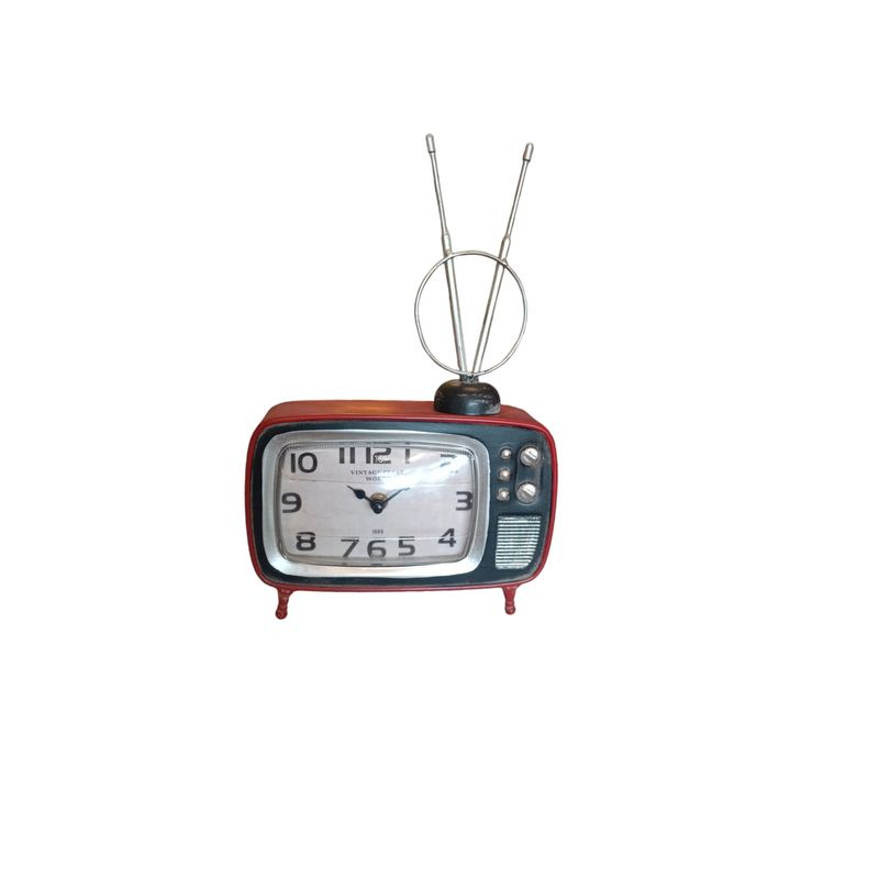 GENERICO - RELOJ VINTAGE DE METAL DISEÑO TV ANTENA