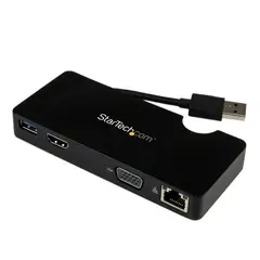 STARTECH - Docking Station USB 3.0 de Viajes con HDMI o VGA