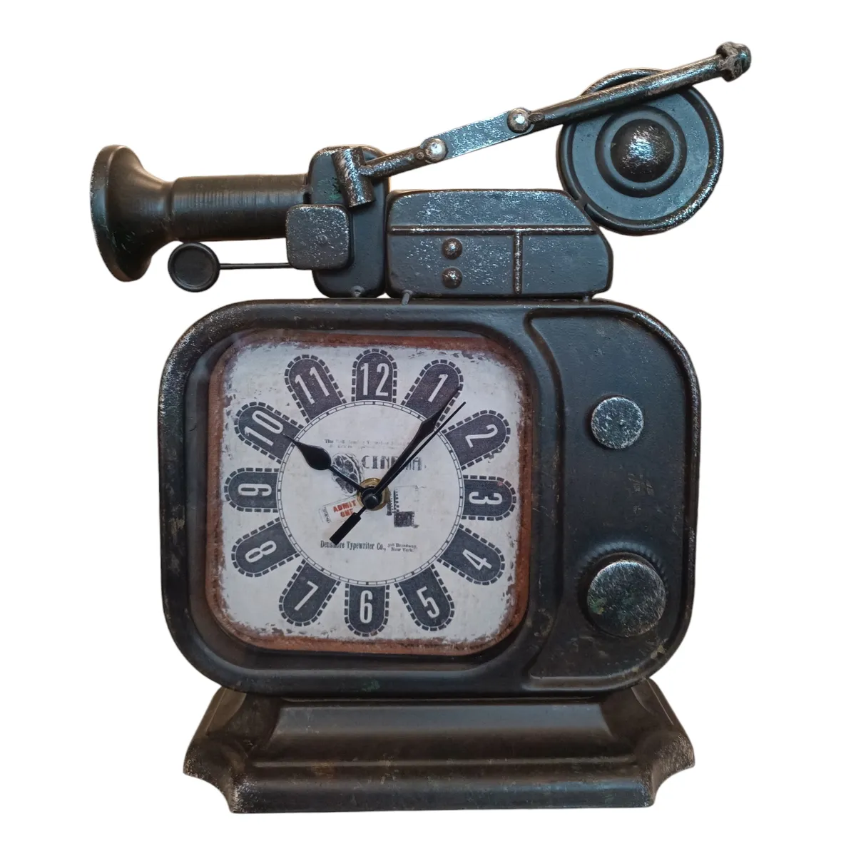 GENERICO - RELOJ VINTAGE DE METAL DISEÑO TV CINEMA