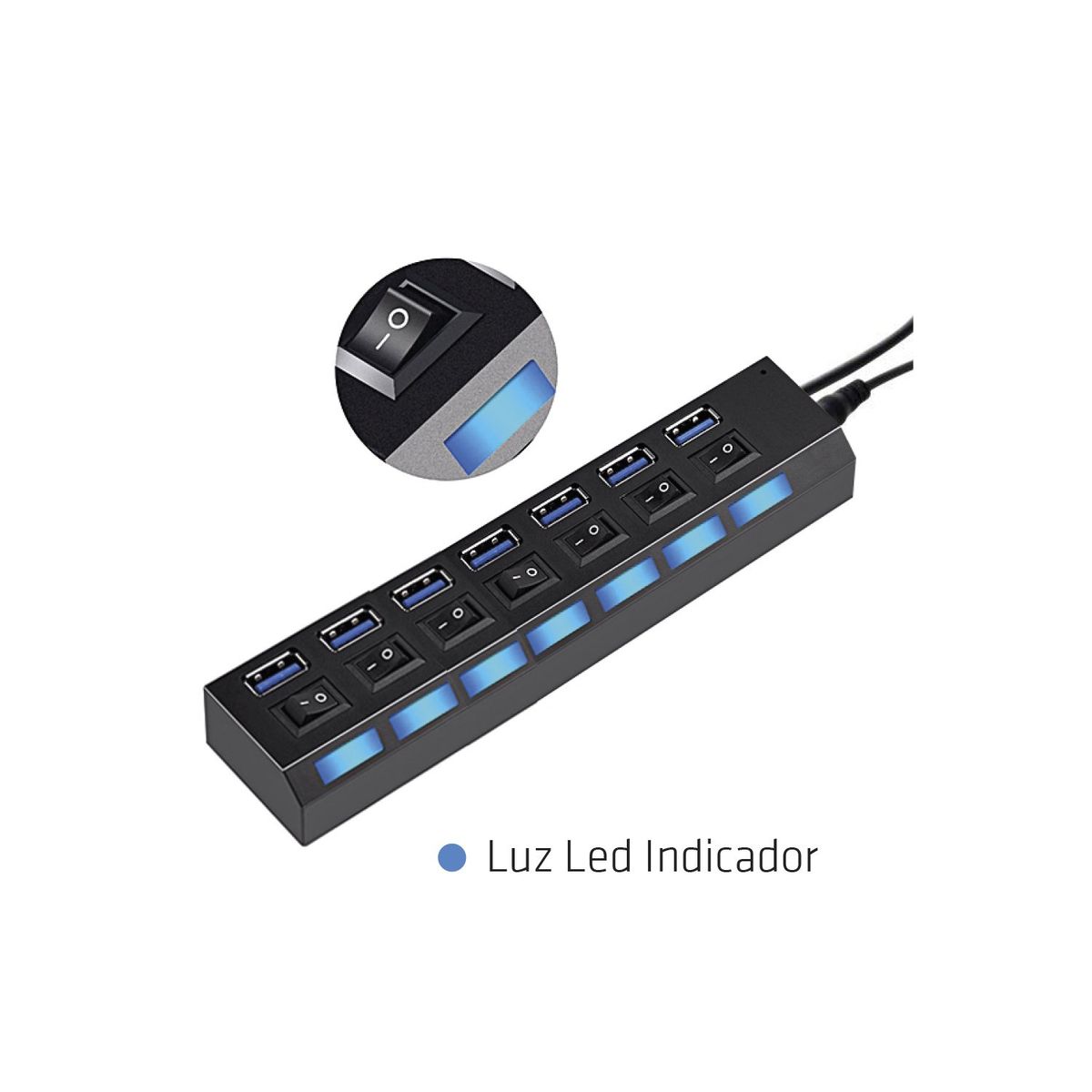 TECNOLAB - Hub 3.0 Usb 7 Puertos Con Interruptores Independientes - SC