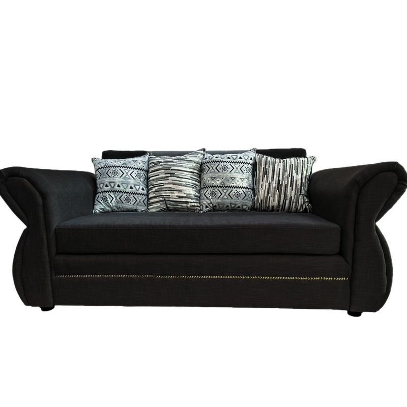 FLOBAL - Sillon Sofa Grecia de 3 Cuerpos Tela Negra Repelente a Liquidos Flobal