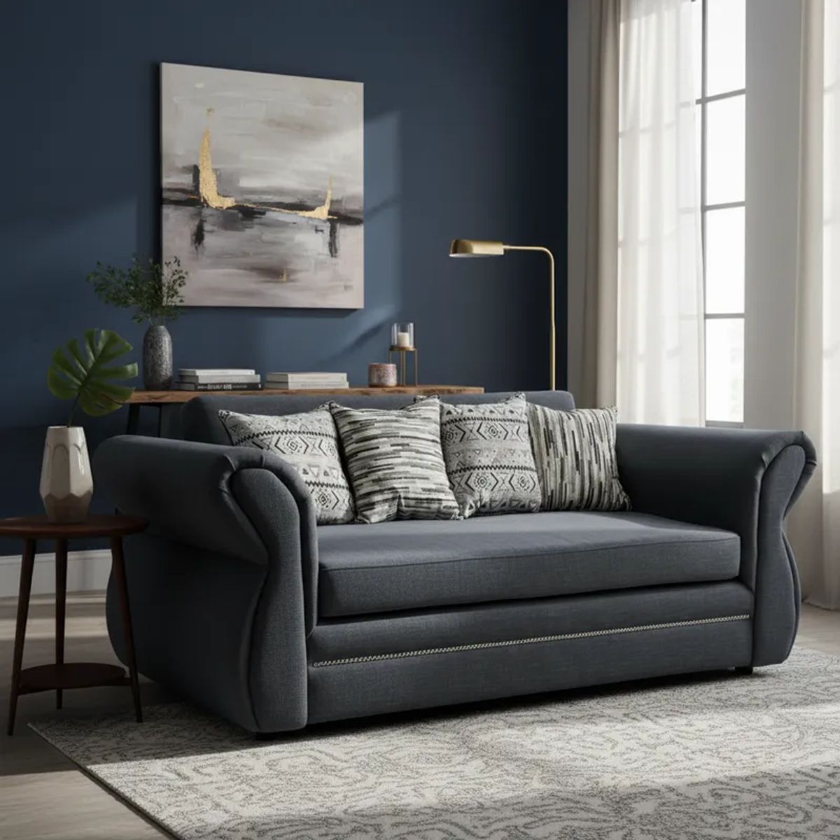 FLOBAL - Sofá 3 Cuerpos Grecia - Marengo Repelente a Líquidos