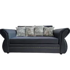 FLOBAL - Sillon Sofa Grecia de 3 Cuerpos Tela Gris Repelente a Liquidos