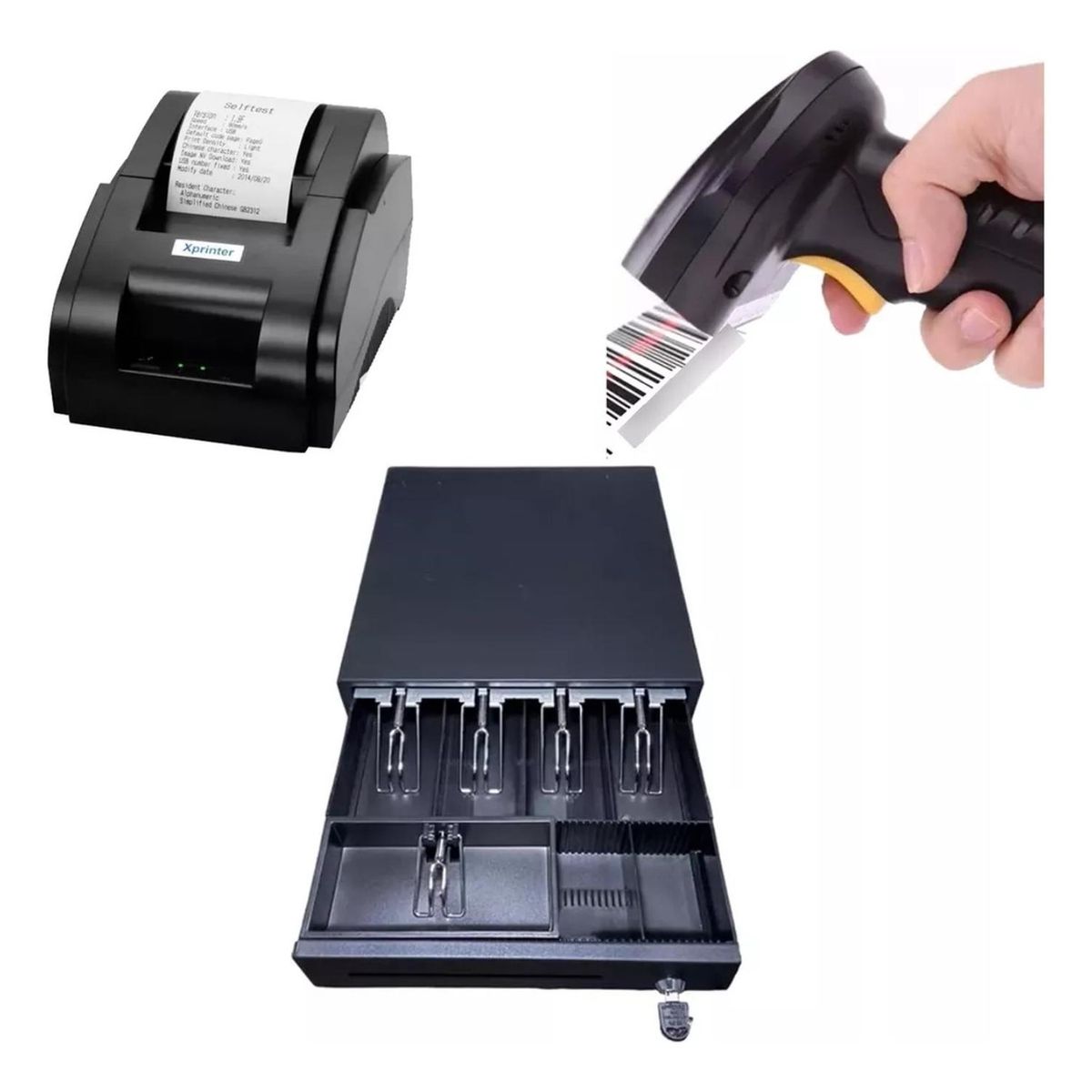 IMPORTCLICK - Gaveta Dinero + Impresora 58MM USB + Lector Código Barra IMPORTCLICK