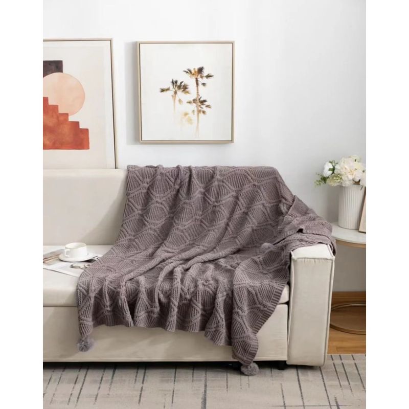 GENERICO - Manta de sofa tejida con Borlas 172x127cm Gris