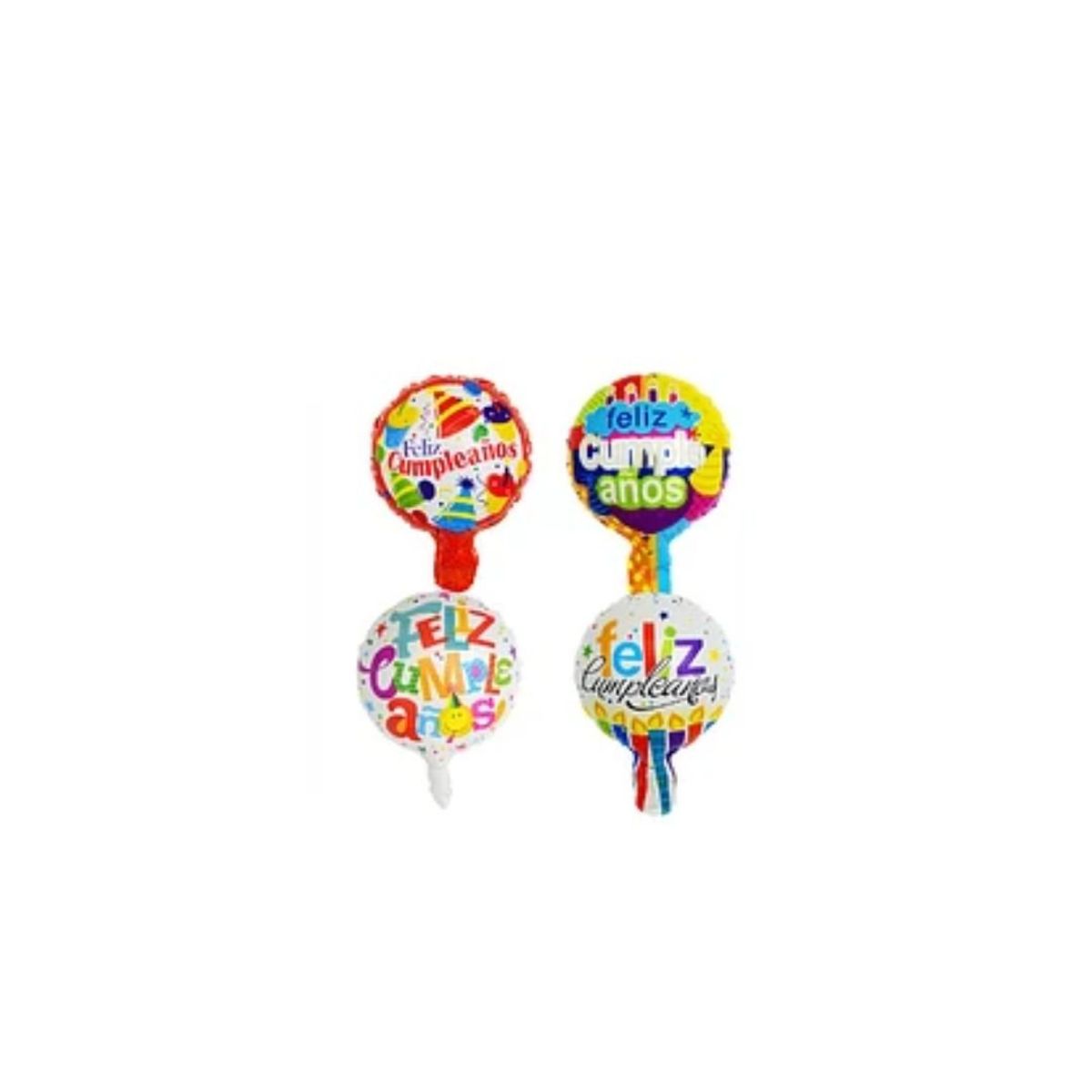 GENERICO - Globo Metalico Feliz Cumpleaños 4pcs 15cm