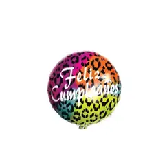 GENERICO - Globo Metalico Feliz Cumpleaños Animal Print
