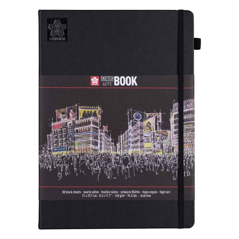 SAKURA - Sketchbook Sakura Hoja Color Negro A4(21X30cm) 140gr 80hj