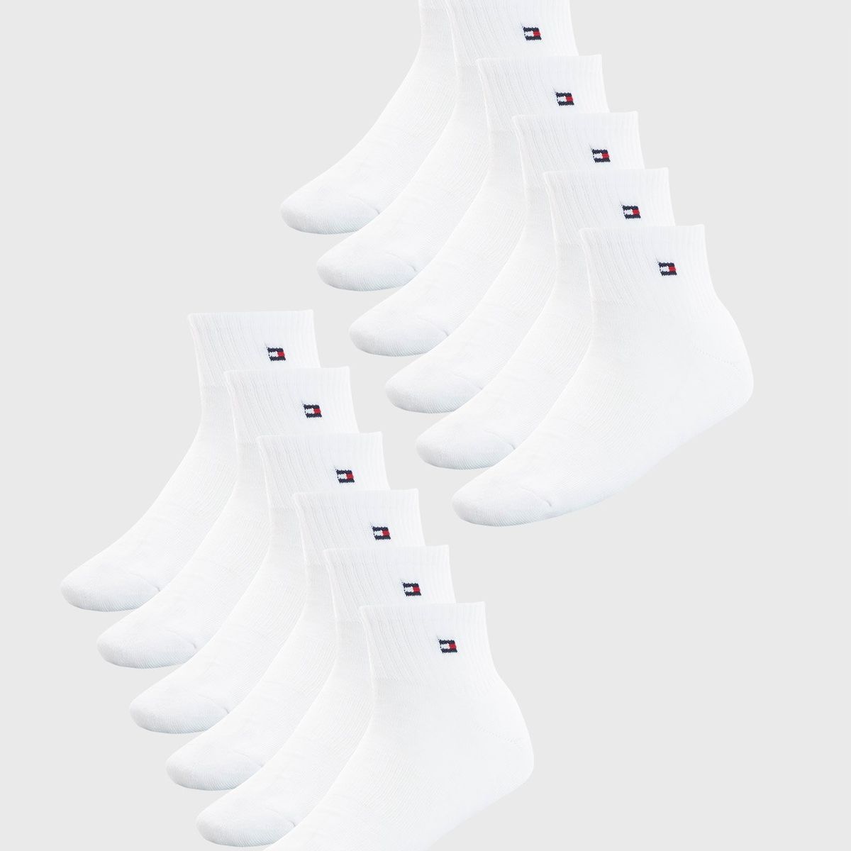 TOMMY HILFIGER - Pack De 6 Pares De Calcetines Athletic Quarter Blanco Tommy Hilfiger