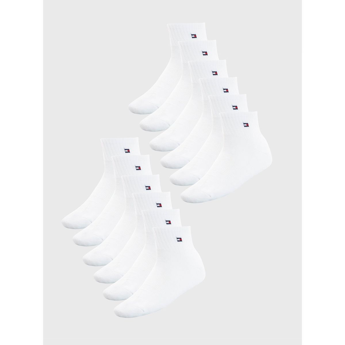 TOMMY HILFIGER - Pack De 6 Pares De Calcetines Athletic Quarter Blanco Tommy Hilfiger