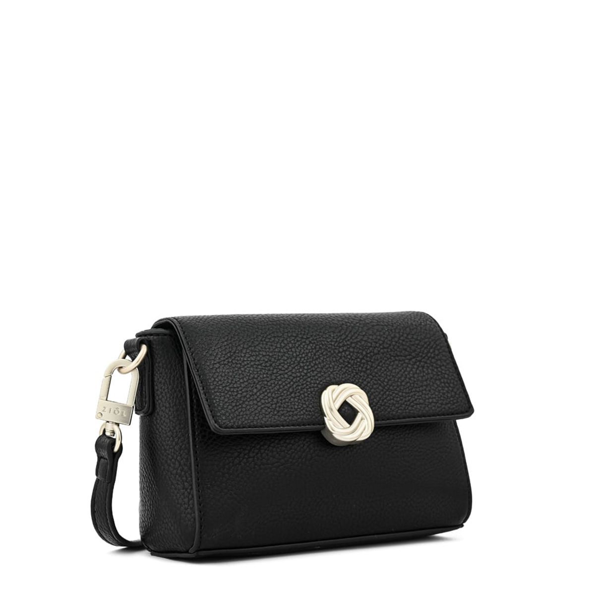 ZIOL - Cartera bandolera con tapa agata pequeña negro