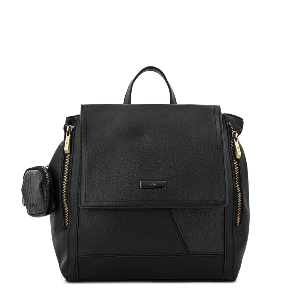 ZIOL - Mochila con tapa sira mediana negro