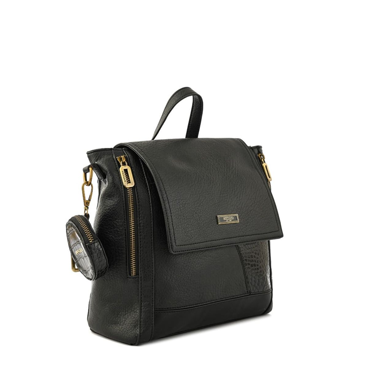 ZIOL - Mochila con tapa sira mediana negro