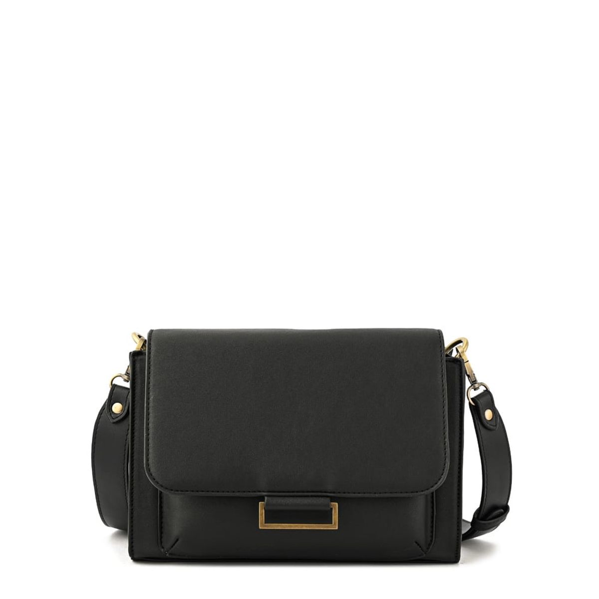 ZIOL - Cartera bandolera con tapa tesea pequeña negro