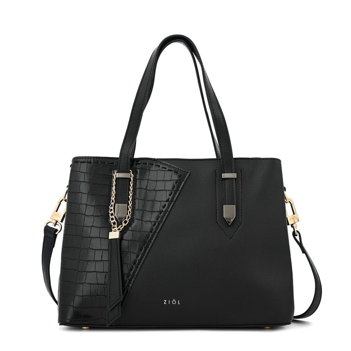 ZIOL - Cartera tote tres divisiones mediana biel negro especial