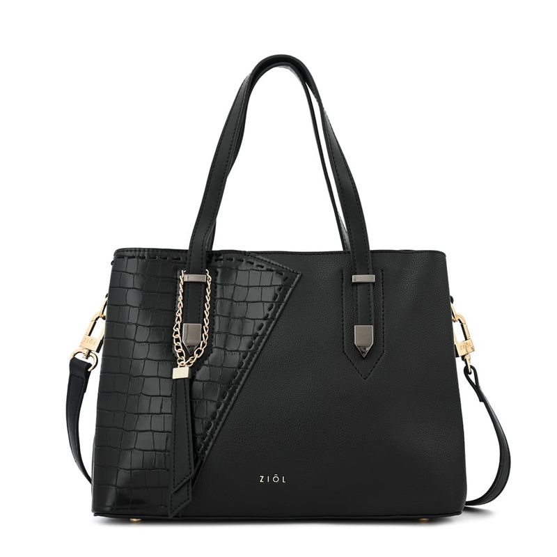 ZIOL - Cartera dos asas tres divisiones mediana biel negro especial