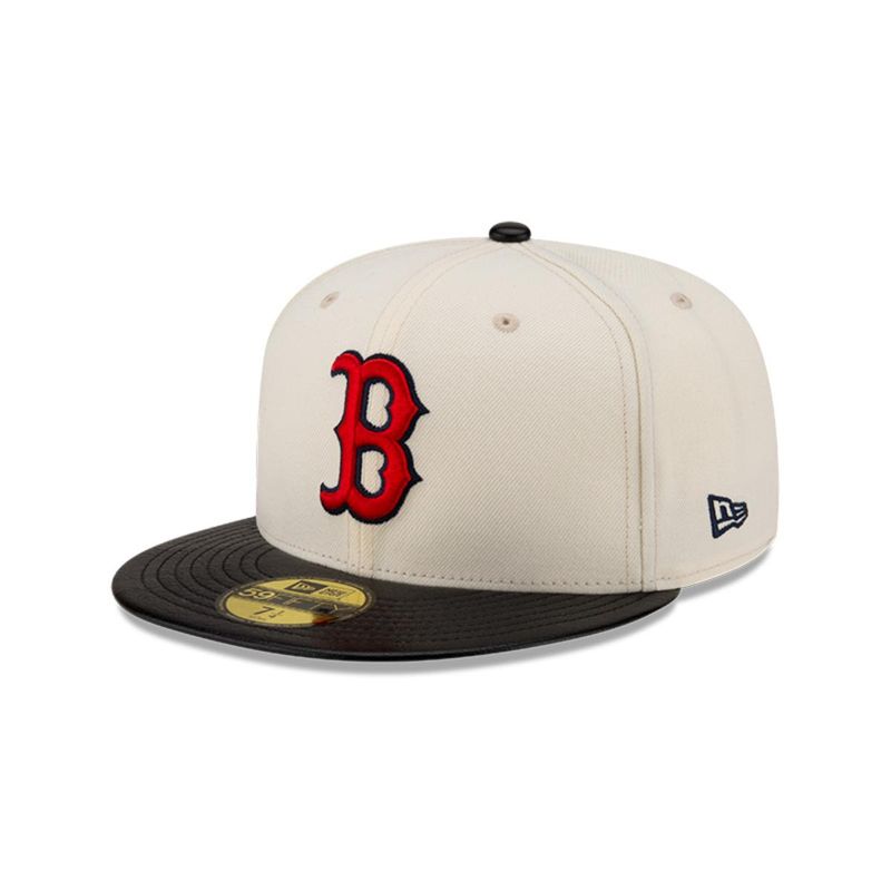 NEW ERA - Gorro 59fifty MLB Boston Red Sox Leather Visor White