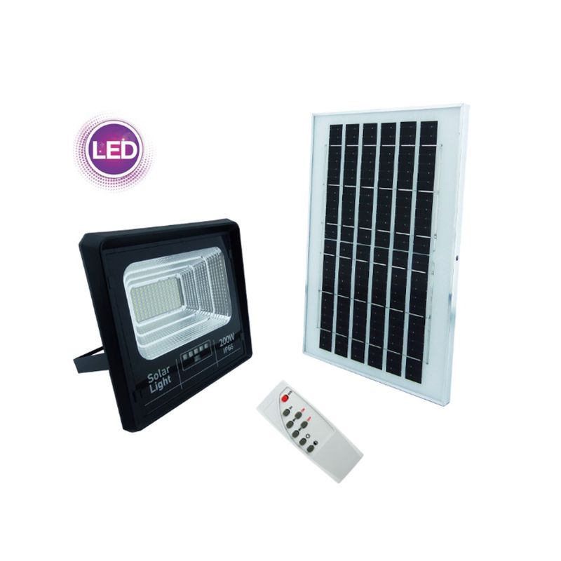 GENERICO - Foco Solar LED de 200 Watt y 130 LED Con Panel Solar Marca JORTAN