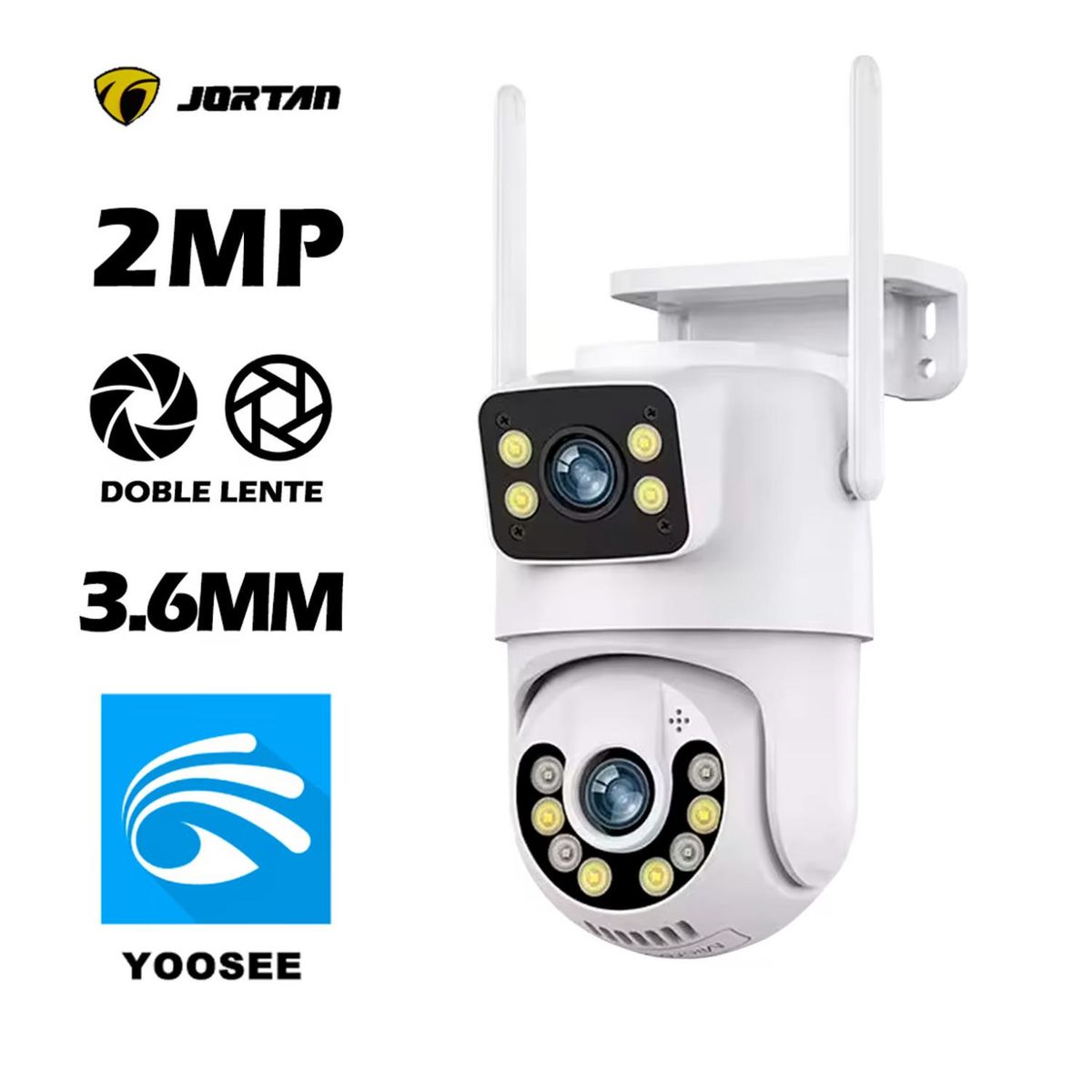 GENERICO - Camara De Seguridad WiFi Doble Lente HD VN IP66 Blanca