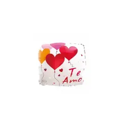 GENERICO - Globo Metálico Cuadrado Te Amo Con Corazones 45cm
