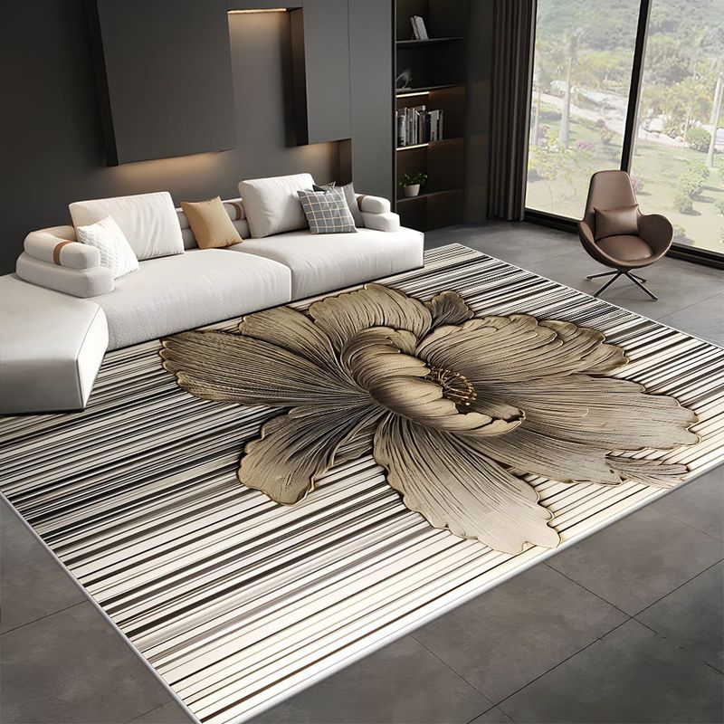 GENERICO - ALFOMBRA PARA LIVING 200x240 CON DISEÑO BLANCO FLOR DORADA TF