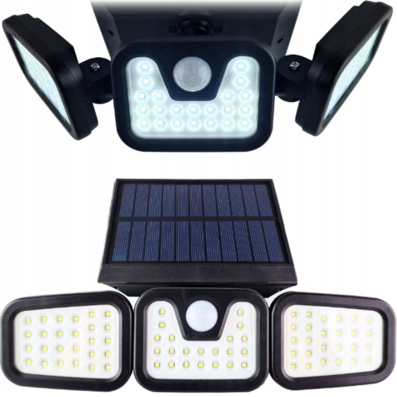GENERICO - Triple Lampara Ancha LED Solar