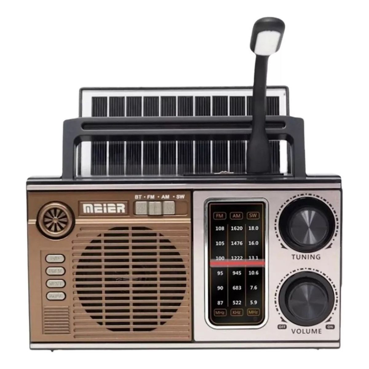 GENERICO - Radio Vintage Estilo Panel Solar + Luz + Aux + Usb