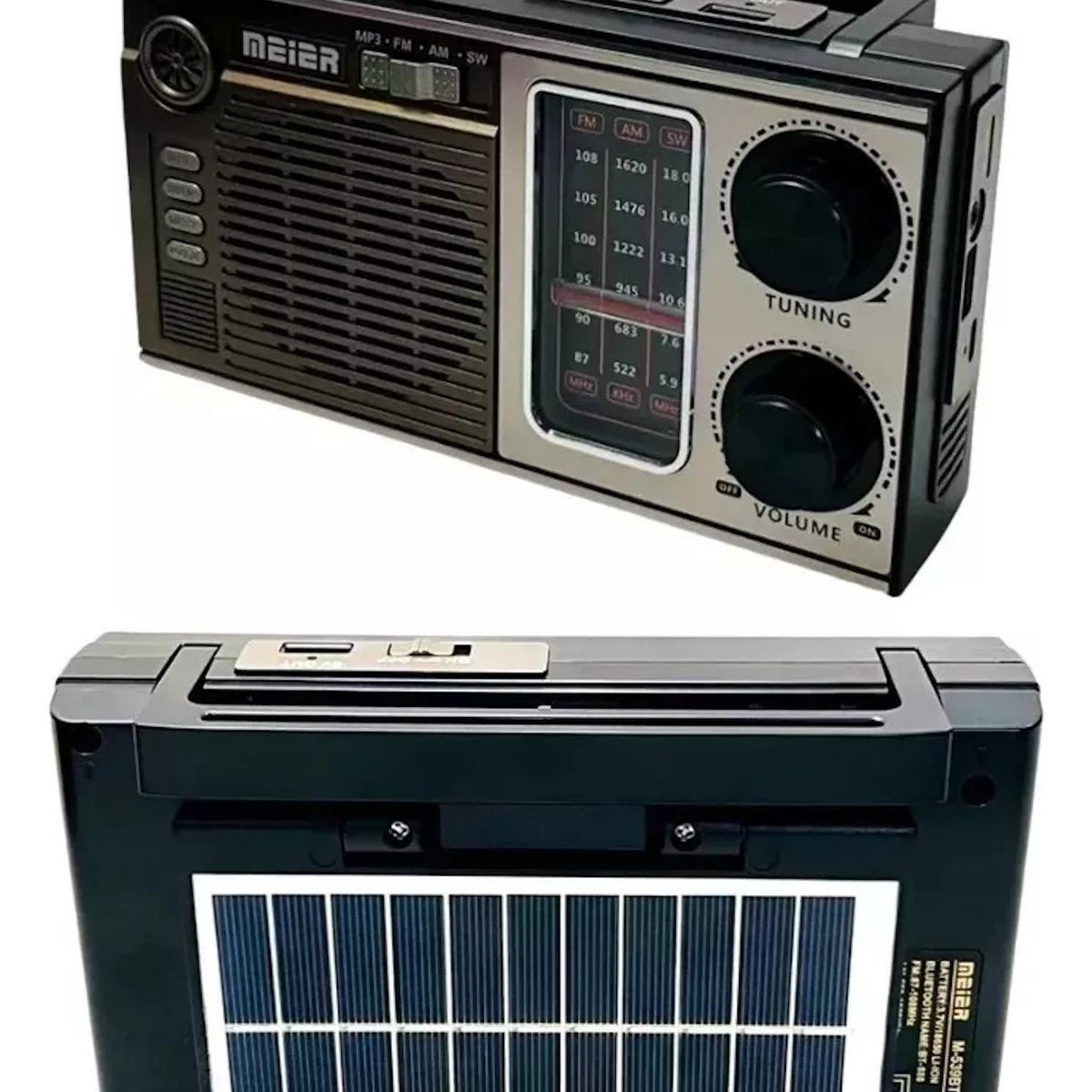 GENERICO - Radio Vintage Estilo Panel Solar + Luz + Aux + Usb