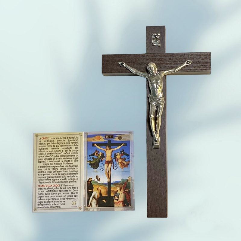 GENERICO - Crucifijo Italiano Madera para colgar con Cristo de Metal