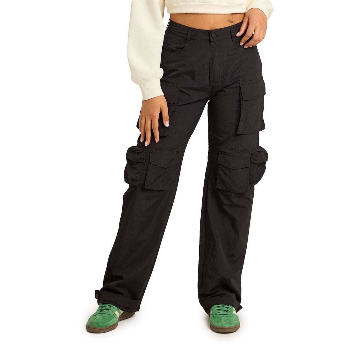 FASHION'S PARK - Pantalón Mujer Parachute Strap Negro Fashion's Park