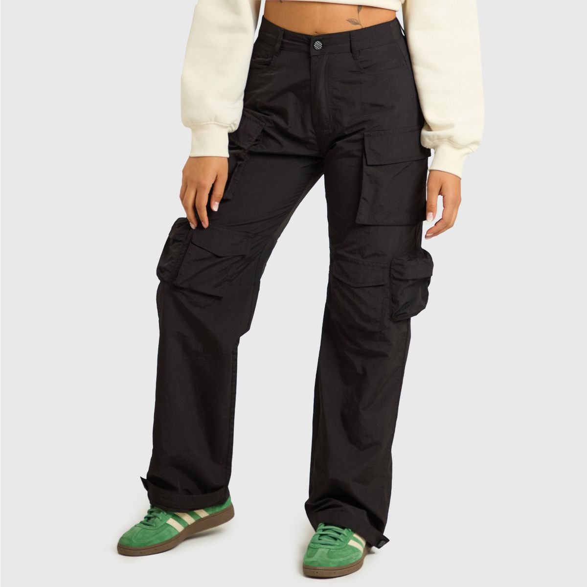 FASHION'S PARK - Pantalón Mujer Parachute Strap Negro Fashion's Park