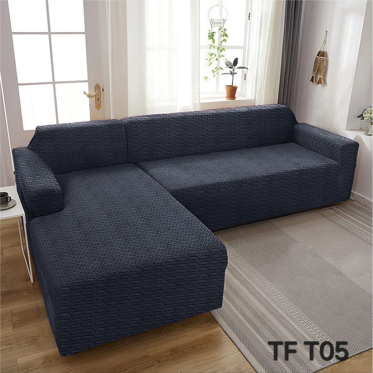 GENERICO - FUNDA TIPO L MODULAR 2 PIEZAS DISEÑO TIPO T TEXTURIZADO GRIS TF