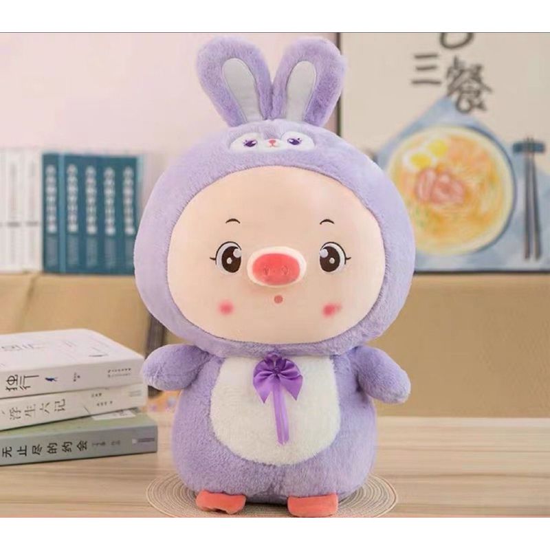 GENERICO - Peluche Chanchiti Disfraz Kawaii Felpa Suave 50CM Lila