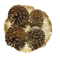 GENERICO - Set piña dorada + bandeja dorada flor de loto