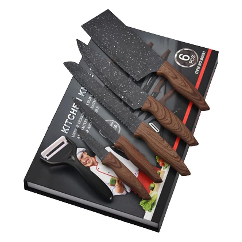 GENERICO - Set de Cuchillos de Cocina Profesional Acero Inoxidable Ergonomico