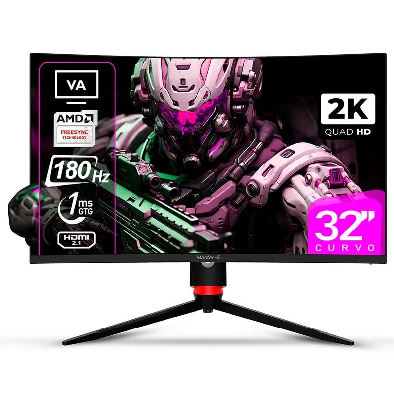 MASTER G - Monitor Gamer 32" Curvo QHD 1440 VA 180Hz 1ms MGMG3240CQ