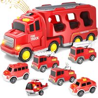 Camión Transportador Luz Sonido Con 6 Autitos Juguete Niños